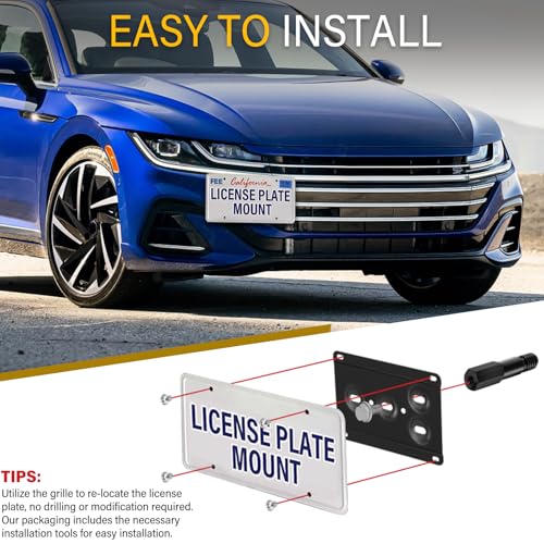 Anti-Theft License Plate Holder Compatible with Volkswagen 2015-2021 VW MK7 GTI Golf, Front Tow Hook License Plate Bracket Mounting Kit, No Drill Bumper Frame by ZHSHERLI - Image 7