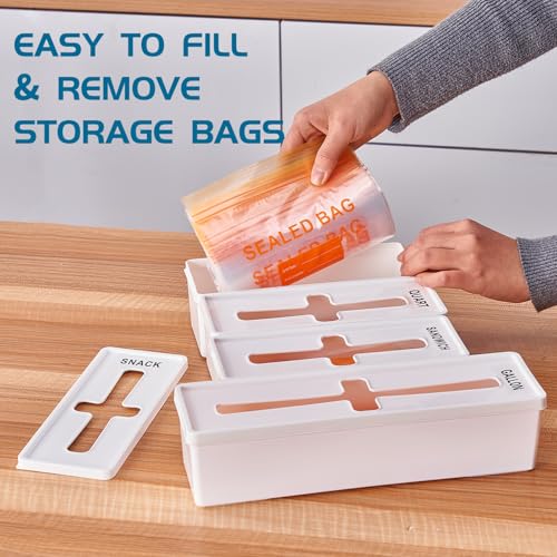Qualezy Storage Bag Organizer for Kitchen- Baggie Drawer Organizer & Plastic Food Storage Bags Holder- Compatible with Gallon, Quart, Sandwich, Snack Bags, Freezer, Slider Bags-4 Separate Pieces White - Image 2