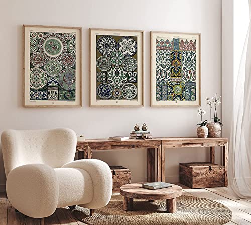 Tableau decoration murale abstrait geometric boho set de 3 affiches pour salon
