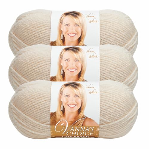 Image of Lion Brand Yarn, Vanna's Choice Crochet Yarn, Fisherman, Off White, 3 Pack | Everyday Basic Worsted Weight Acrylic Knit & Crochet Fiber for Blankets, Bags, Sweaters, Hats, Scarves