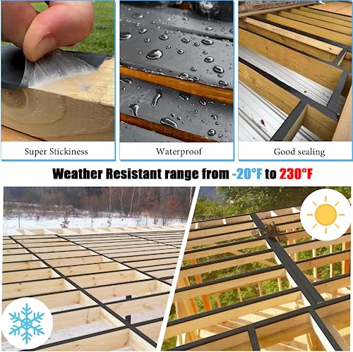 Image of Butyl Joist Tape for Decking 2''x50', 6 Pack Weather-Resistant Deck Joist Tape, Waterproof Seal Antiseptic Butyl Joists Tape,Self-Adhesive Flashing Joists Tape for Wood Decks Beams Roof
