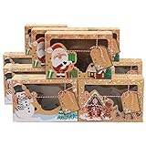 Tipshopping 12 Large Christmas Cookie Boxes with Window Christmas Treat Gift Boxes Food Grade Kraft...