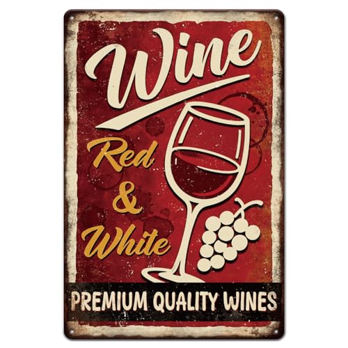 GLOBLELAND Wine Metal Tin Sign "Premium Quality Wines" Vintage Painting Tin Signs 12x8inch Retro Wall Art Plaque Poster for Home Office Cafes Bars Pubs Shop Decoration