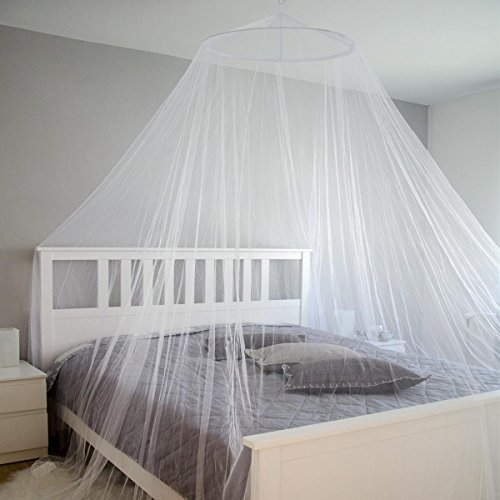 AMANKA Moskitonetz XXL 2,5 x 12 m - Mückennetz Bett WHO 180 Mesh - Insektenschutz für Doppelbett Boxspringbett Babybett - Baldachin Reise Moskitonetz - Malaria Schutznetz Weiß