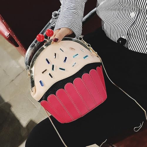 Cake Shape Cross Body Bag Pu Cartoon Purse Ice Cream Sholuder Bag Handbag with Removable Chain2
