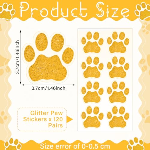 Fullhawl 120 Pairs Gold Eye Black Bulk Tiger Paw Football Stickers Sport Glitter Eyeblack Sticker Team Spirit Accessories for University College Game Day Sports Fans Themed Party Supplies
