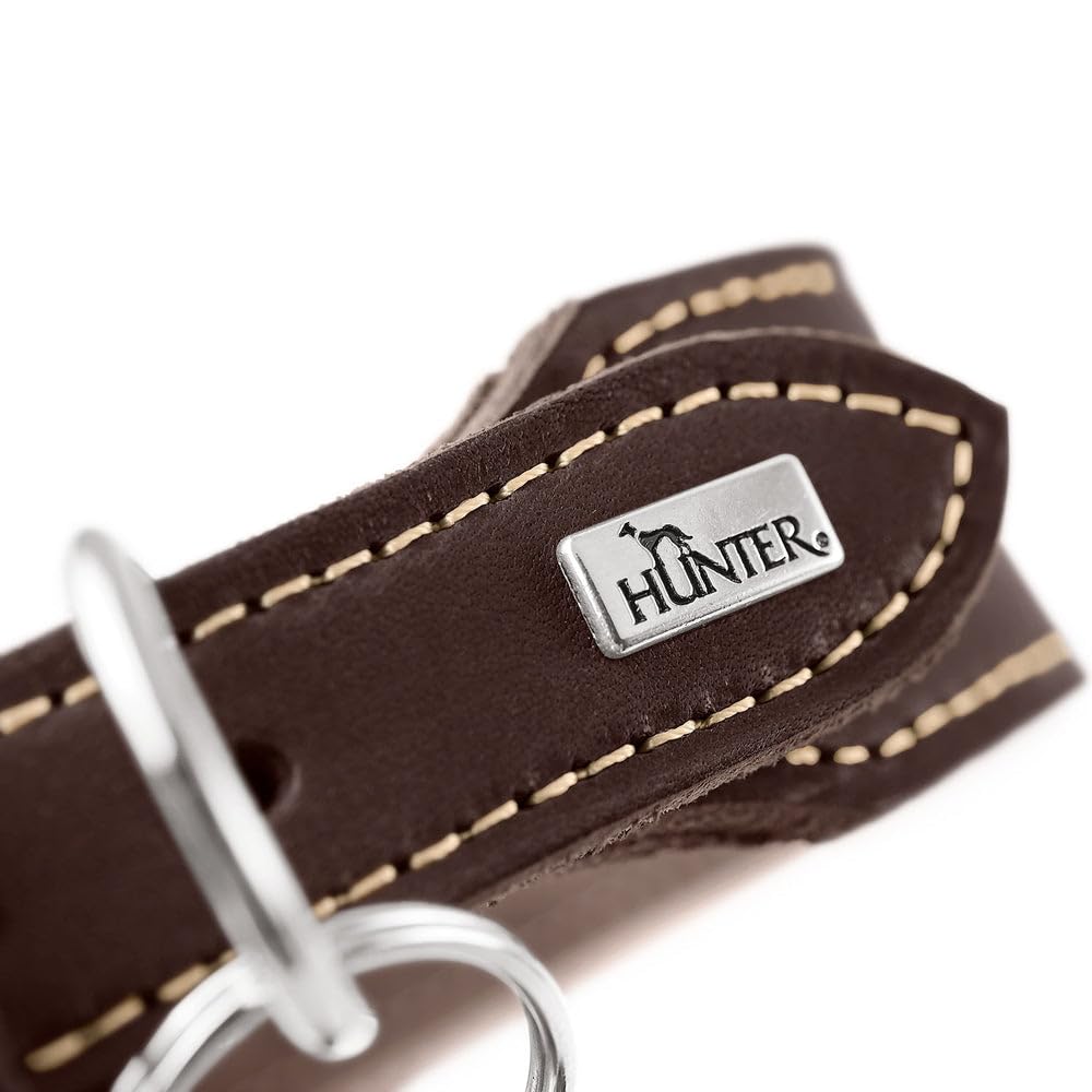 HUNTER Aalborg Collier Extra Large en Cuir Souple avec Coutures contrastées élégantes Noir Taille 60