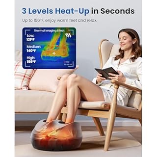 Bob and Brad Massaggiatore per Piedi con Calore, Rolling e Compressione d'aria, Massaggiatore Plantare Shiatsu per Fascite Plantare, Neuropatia, Regali per Uomini Donne