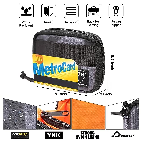 Rough Enough Mens Credit Card Holder Wallet with Detachable Lanyard, Black Camo Cordura Zip Around Card Case with Zipper Coin Pocket, Holds 20 Cards (5x3.5 Inch)4