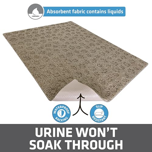 Image of Drymate Cat Litter Box Mat, Litter Trapping Mat, Waterproof, Urine-Proof, Absorbent, Machine Washable, Soft on Paws, Contains Mess, Protects Floors, Kitten Supplies, Tan, 28x36 XL