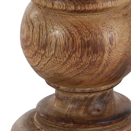 Deco 79 Mango Wood Turned Style Pillar Candle Holder With Distressed Finish, Set Of 3 4", 8", 6"H, Brown #TOP6