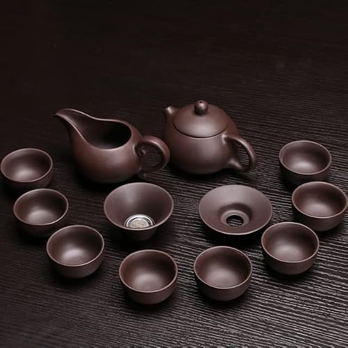 Juego de té de Arcilla púrpura de cerámica, Tetera con infusor de Olla Kung Fu, Taza para Servir, Taza de té, vajilla China Juego de té de Arcilla púrpura de cerámica, Tetera con infusor de Olla Kung Fu, Taza para Servir, Taza de té, vajilla China
