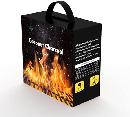 Ken Chiku - Holzkohle (Kokosnussschale 4 kg) für Shisha und Grill 4 kg - 256 Würfel (25 mm)