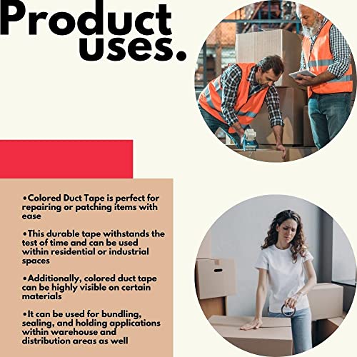 Image of PackagingSuppliesByMail PSBM Red Duct Tape, 336 Rolls, 9 Mil Thick, 2 Inch Wide, 60 Yards Per Roll, Heavy Duty, Waterproof, All-Weather, Perfect for Repairs, Patching, Bundling & Sealing