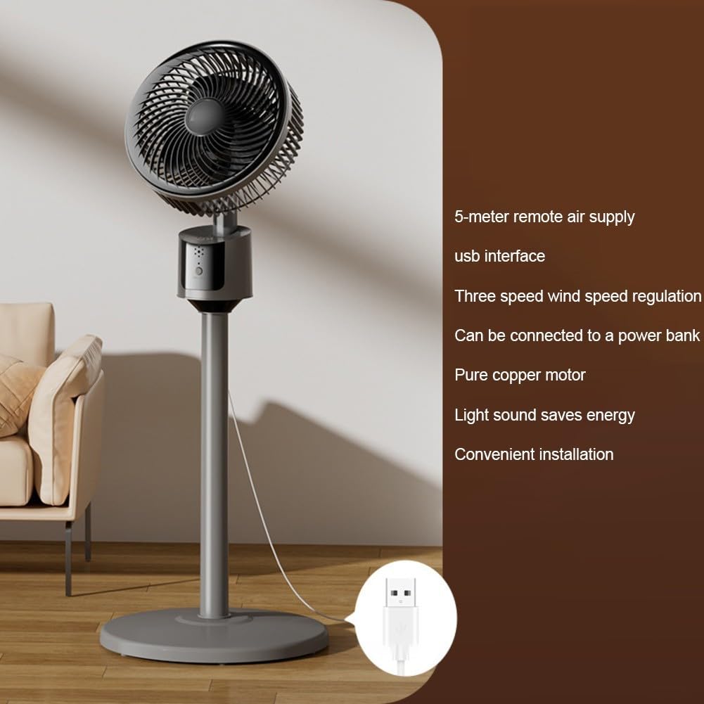 Ventilateur flexible alimenté par USB avec fonctionnement silencieux et réglage de la hauteur (blanc)