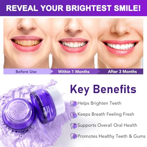 Image of Enamel-Safe Teeth Whitening Powder - Gentle on Teeth - No Sensitivity Formula - Removes Stains - 15g Breath Freshening Whitening Powder