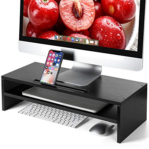 HUANUO Monitor Stand Riser- 21.7 Inch 2 Tier Desktop Stand, Desk Storage Organizer