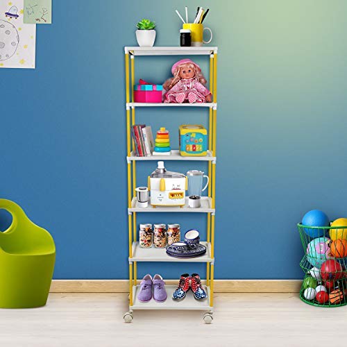 Image of Little One's Multipurpose 6 Plastic Shelf Storage Rack /Shoe Rack with Wheels, ISI Certifed, (Unbreakable Material), Tray 6
