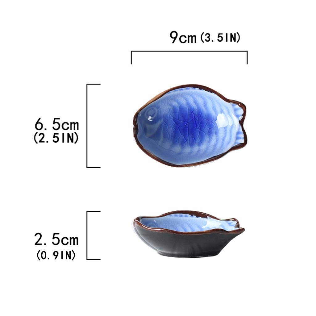 Ciotola per Insalata in Ceramica con Posate, Piatti per antipasti a Forma di Pesce in Ceramica, Piatto per condimenti, Piatto per spuntini, Piatto per Salse, Piatto per d