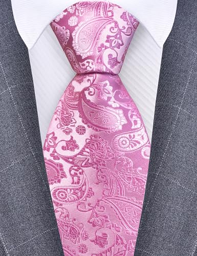 Image of GUSLESON 3.15 inch(8cm) Fashion Paisley Ties Mens Woven Jacquard Necktie for Wedding