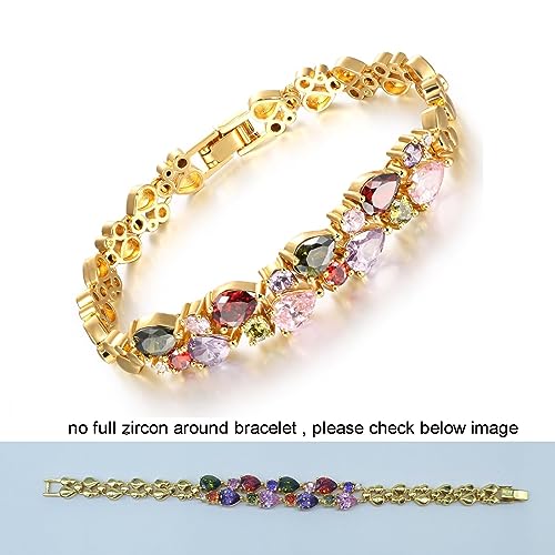 Sparkling ColorFul Zircon Double-layer Copper Gold Plated Colour Crystal Bracelet Beautiful Lovers For Women Birthday Jewelry +Box2