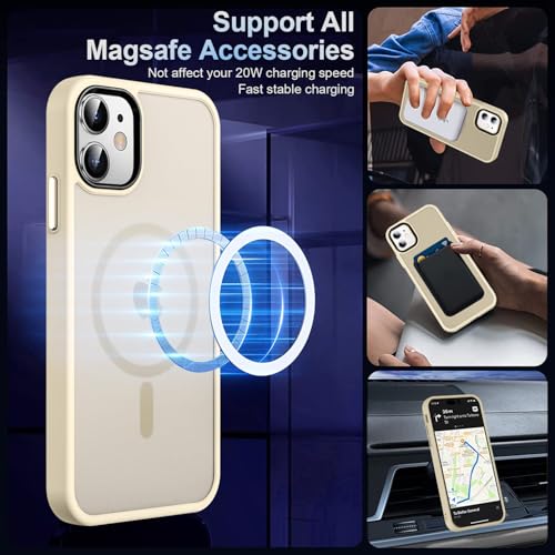 Image of MOCCA Magnetic Shockproof for iPhone 12 Case,Light Gold | Fits iPhone 12 /12 Pro | 10ft Drop | Compatible with MagSafe | Anti-Slip Matte | Raised Camera & Screen Lip | Ultra-Slim