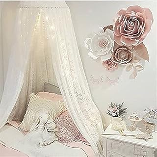 Dix-Rainbow Crib Bed Canopy, Round Dome Bed Net Canopy for Room Decoration Fairy White Lace Canopy for Crib Tent for Girls Gift (Height 270cm/107in)