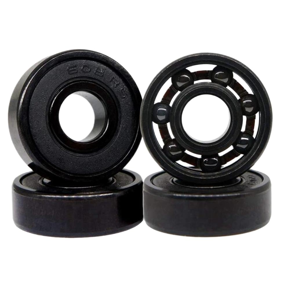 Roulements de skateboard hybrides en céramique 608RS avec retenue en plastique, noir, paquet de 16