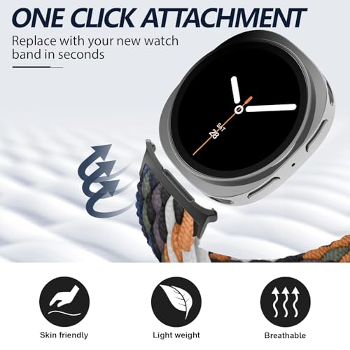 Image of VEMIGON Nylon Braided Magnetic Band Compatible with Samsung Galaxy Watch 8 /8 Classic, Elastic Fabric One Click No Gap Sport Strap for Galaxy Watch 8 40mm 44mm /8 Classic 46mm