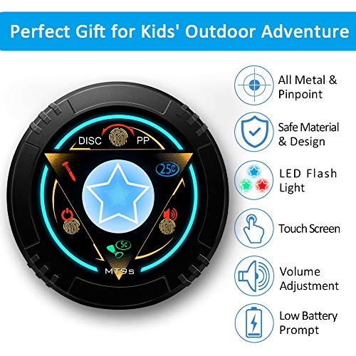 DR.ÖTEK Junior Metal Detector for Kids/Beginner, Exclusive DISC/Pinpoint Mode, Touch Screen, 8.3 Inch Waterproof Coil, Sound Alert, LED Flash Light, Adjustable Stem, Lightweight to Hunt Treasure - Thumbnail 2