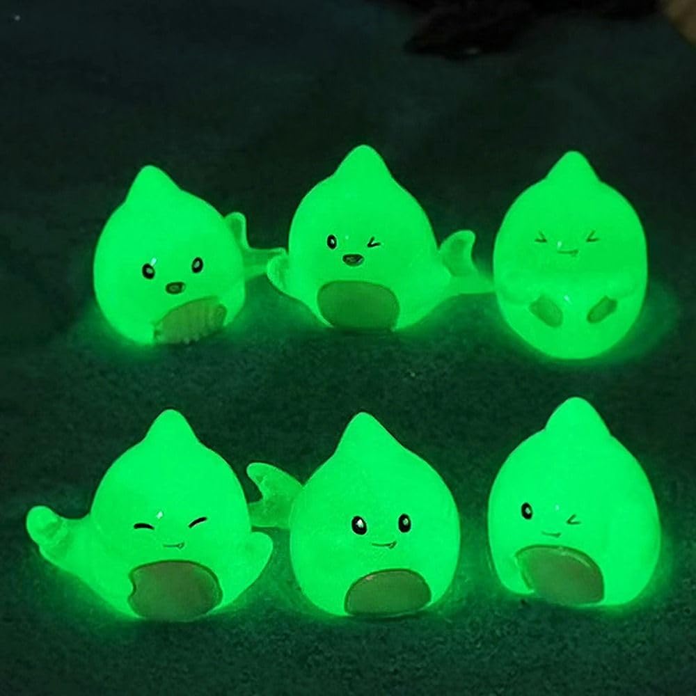 70 Pcs Luminous Mini Shark Figurines – Glow In The Dark Resin Sharks For Fairy Gardens, Aquariums & Party Decor
