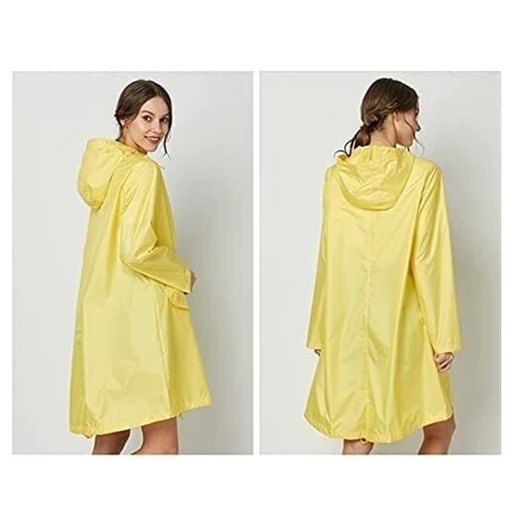 Chubasquero Chaqueta de Lluvia Impermeable Chubasquero Largo Impermeable Con Capucha Para Mujer, Ponchos Ligeros, Chubasquero Para Senderismo Al Aire Libre Para Turistas Poncho de Lluvia(Rot,XXL)