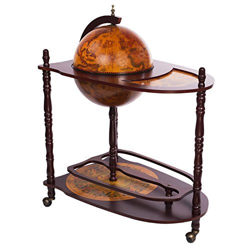 Enorme barwagen 33035 met massief eucalyptushout zuilen en een serveertafel, 100 cm hoog (geopend) en 77 cm breed… - Image 3