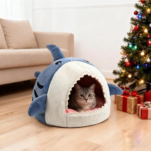 Lit pour chat et chaton intérieur maison requin peluche lavable hiver