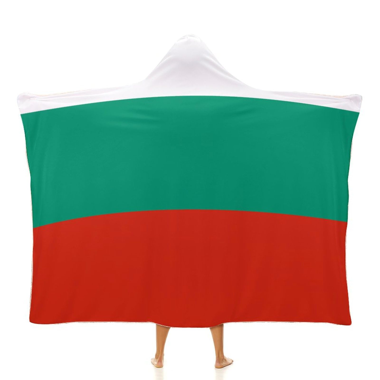 Couverture à capuche drapeau Bulgarie 152x203 cm pour adulte