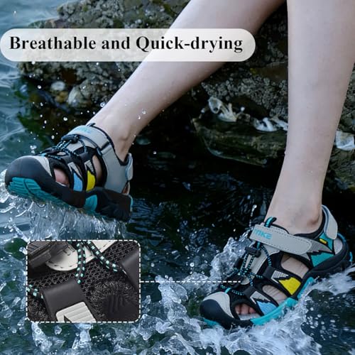 Image of JMFCHI Boys Girls Kids Closed Toe Sports Sandals Summer Water Shoes | Little /Big Kid,Comfortable lightweight,Non-slip soft sole,Hook-and-loop closure,Easy wear,Anti-collision toe,Daily casual