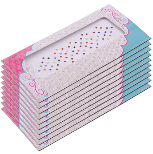 Image of VAMA Rhinestone Multi Color Crystal Stone Bindi kumkum Sticker Diamond Cut Kundan Multicolour bindiya Bindis Set for Women (10 Cards)