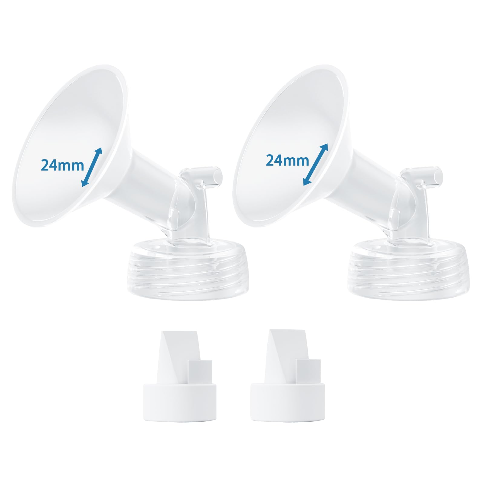 Hranio Breast Pump Accessories Compatible with 24mm Spectra Flange 24mm Spectra Replacement Pump Parts s1 s2, Duckbill Valve (2 Flange-24mm & 2
