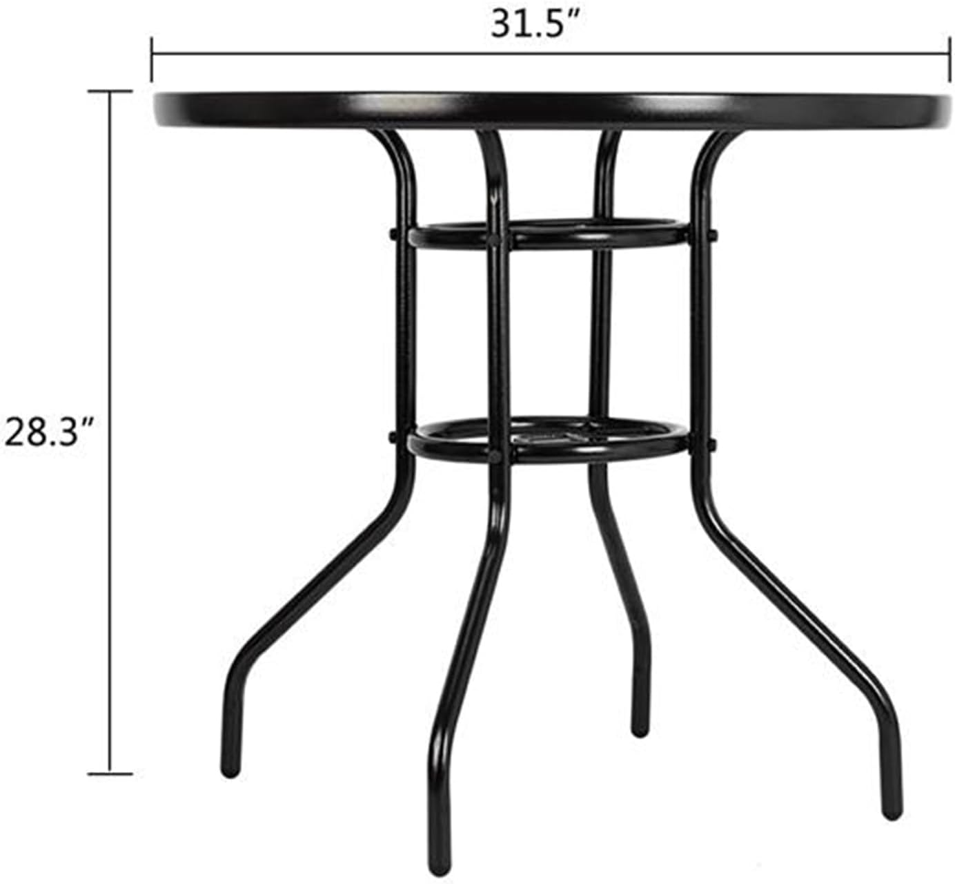 Outdoor Dining Table Round Tempered Glass Table Courtyard Garden Glass Table Coffee Table Wine Table Side Table Suitable for Garden Courtyard Balcony Terrace