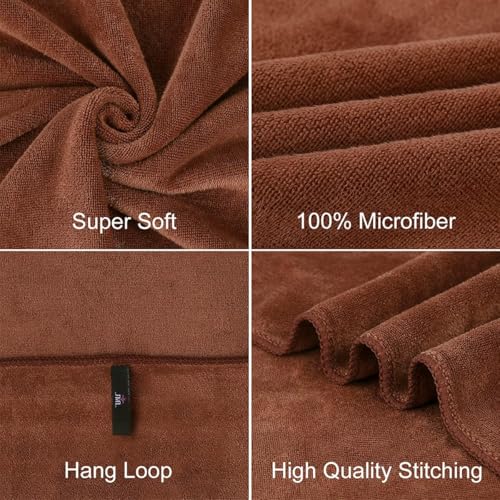Image of JML Microfiber Bath Towels, Bath Towel 6 Pack(30 inch x 60 inch), Oversized, Soft, Super Absortbent and Fast Drying, Multipurpose Use for Sports, Fitness, Yoga (Brown)