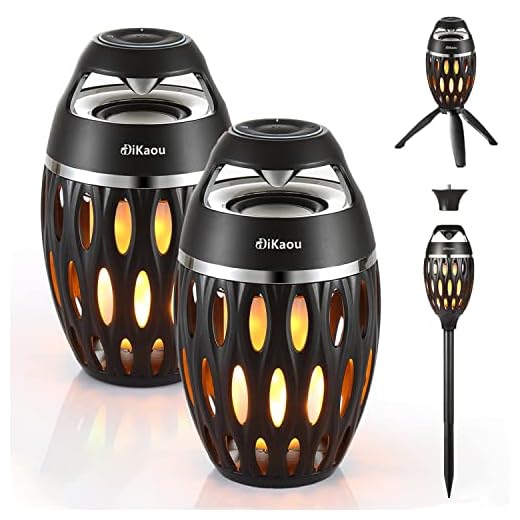 DiKaou 2 Packs Outdoor Bluetooth Speakers, Gifts for Men, Torch Lantern Waterproof Wireless Speakers, BT5.0, Gadgets Christmas Birthdays Gifts for Dad Mom Women, Garden Patio Decro, Tripod & Stake