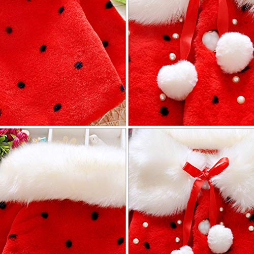 Amosfun Vermelho Moda Outono Inverno Peludo Colarinho Pára-Brisa de Algodão Casaco de Capa de Bebê M