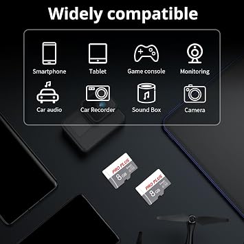 2 Pack Memory Card 8GB with Adapter, High Speed TF Card, UHS-I C10 A1 Memory TF Card for Tablet/Mobile Phone/Camera/Car Audio/Game Console (TF183 White Gray 8GB)