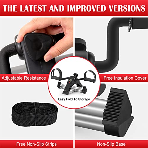 Tabeke Under Desk Bike Pedal Exerciser, Foldable Mini Exercise Bike For Leg And Arm Workouts, Fully Assembled Desk Bike Peddler Machine For Seniors With Clear Lcd Display & Adjustable Resistance #TOP1