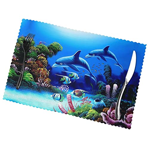 Sets de table dauphin anti-tache lavables contre les rayures de table