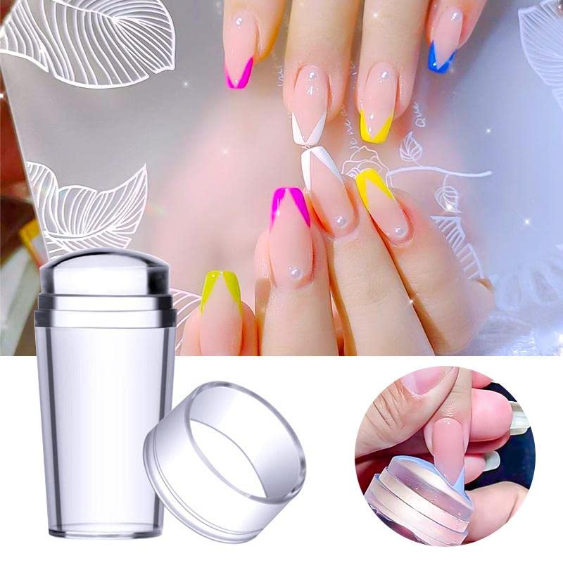 Tusig Club Nail Art Stamper, Clear Silicone Stamping Jelly with Scraper, Transparent Visible Body, No Misplacement for DIY Nail Decor (Clear) 4