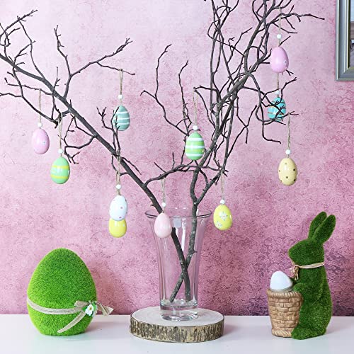 COM-FOUR® 24x hanging Easter eggs - wooden Easter decorations in great colors - decorative Easter eggs with beautiful patterns - Image 2