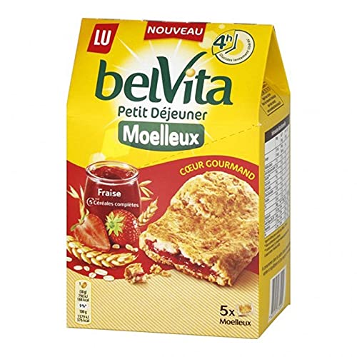 LU BelVita Desayuno Esponjoso Corazón Gourmand Fresa con 5 cereales completos 250 g (lote de 6)