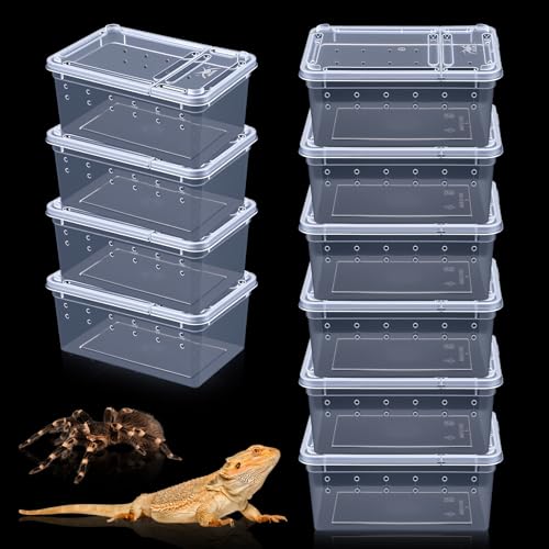 10 Pcs Reptile Breeding Box, Clear Plastic Terrarium with Vent Holes, Small...