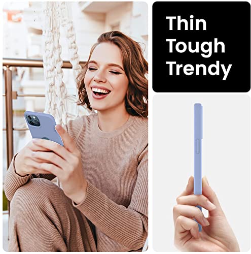 Image of VONZEE Back Cover for iPhone 12 Pro Max Case, Shockproof Slim Camera & Full Body Protection Liquid Silicone TPU Cover with Logo Cut (6.7 Inch) -Lavender Grey